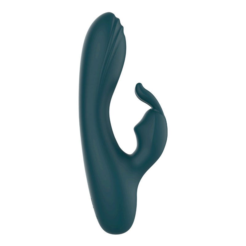 Dark blue dual rabbit vibrator on a white background
